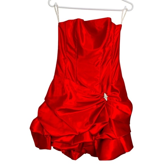 Gunne Sax by Jessica McClintock Vintage formal red dress w bling bubble hem - Picture 3 of 6